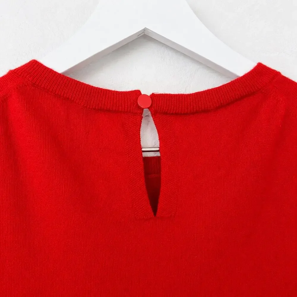 J.Crew Featherweight Cashmere Blend Cropped Sweater Shell Red M CB883